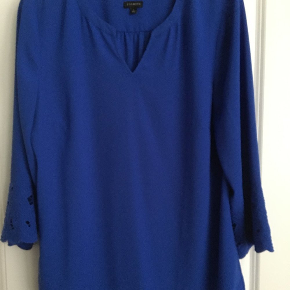 Talbots Blue  Popover Blouse